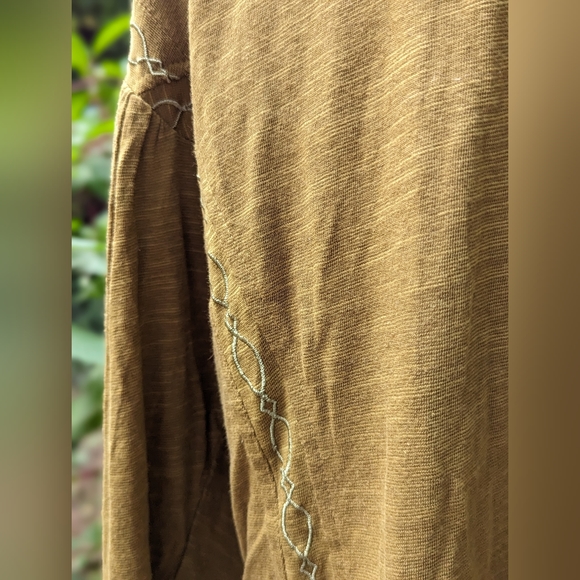 Free People Boho Moss Combo Linen Blend Top Size M - Picture 8 of 12